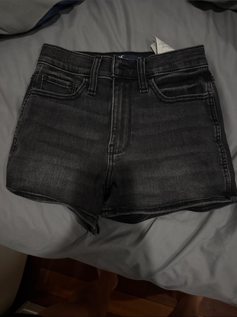 Hollister Dark Gray/Black High-Rise Denim Shorts